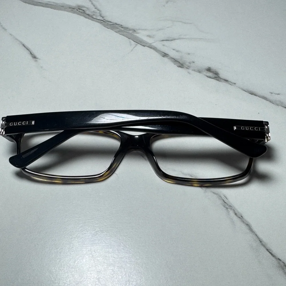 Gucci GG 1651 TRD 135 Dark Tortoise Shell Rectangular Eyeglass Frames Italy